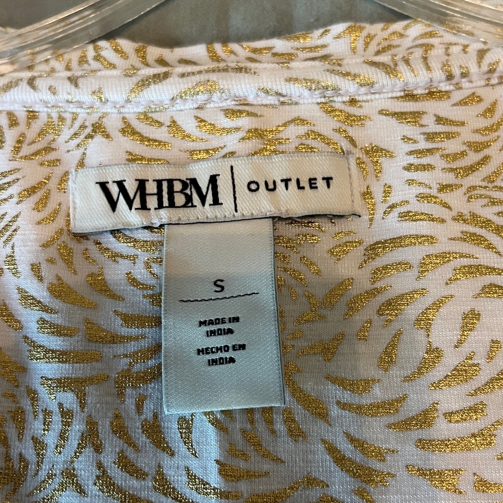 WHBM gold & cream S sleeveless t shirt. New with tag.